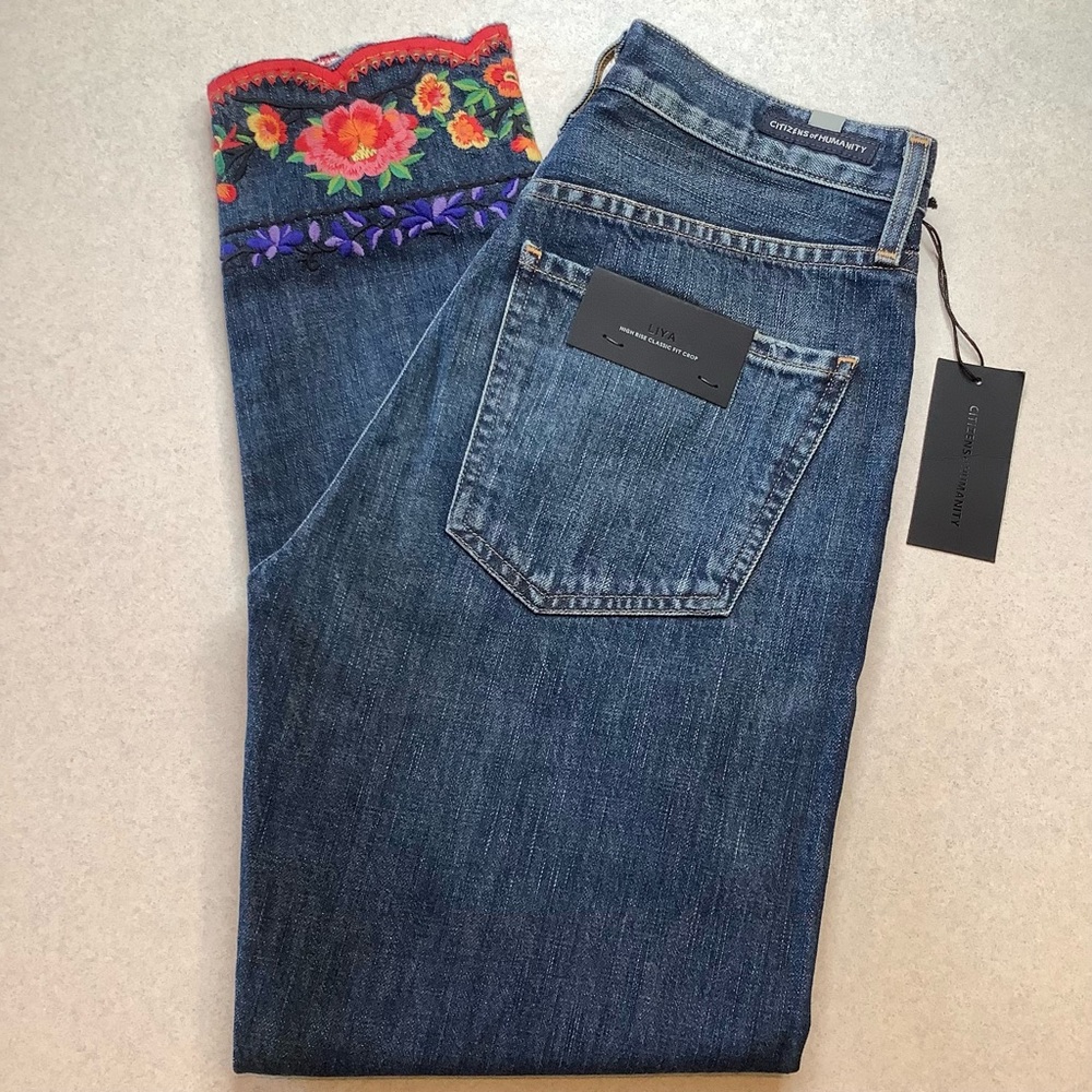 Citizens Of Humanity Jeans 25 Liya High Rise Classic Fit In Bloom Embroi…